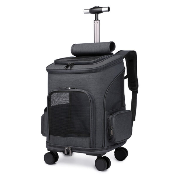 Portable Folding Trolley Pet Backpack Traveling Cat Backpack With Universal Wheel Trolley Pet Bag - Image 16