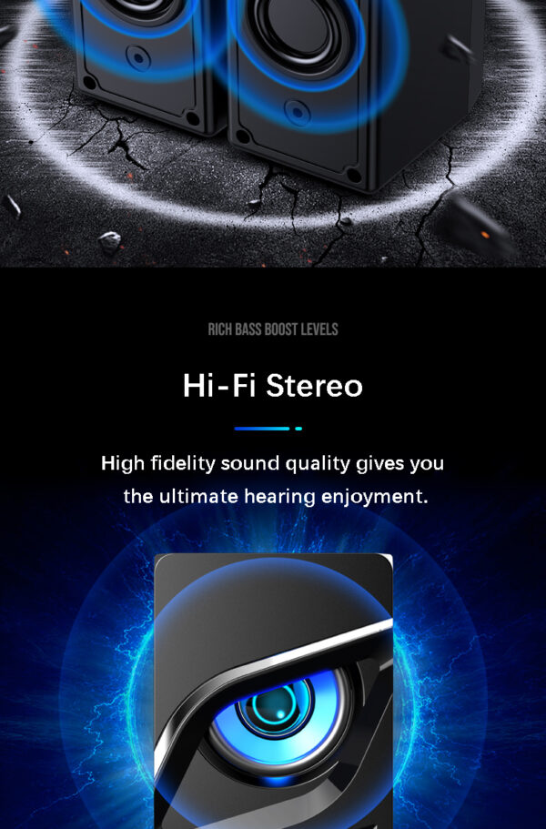 Desktop Computer Sound Bar Speakers with Compact Maneuverable Size Bluetooth Speaker - Image 12