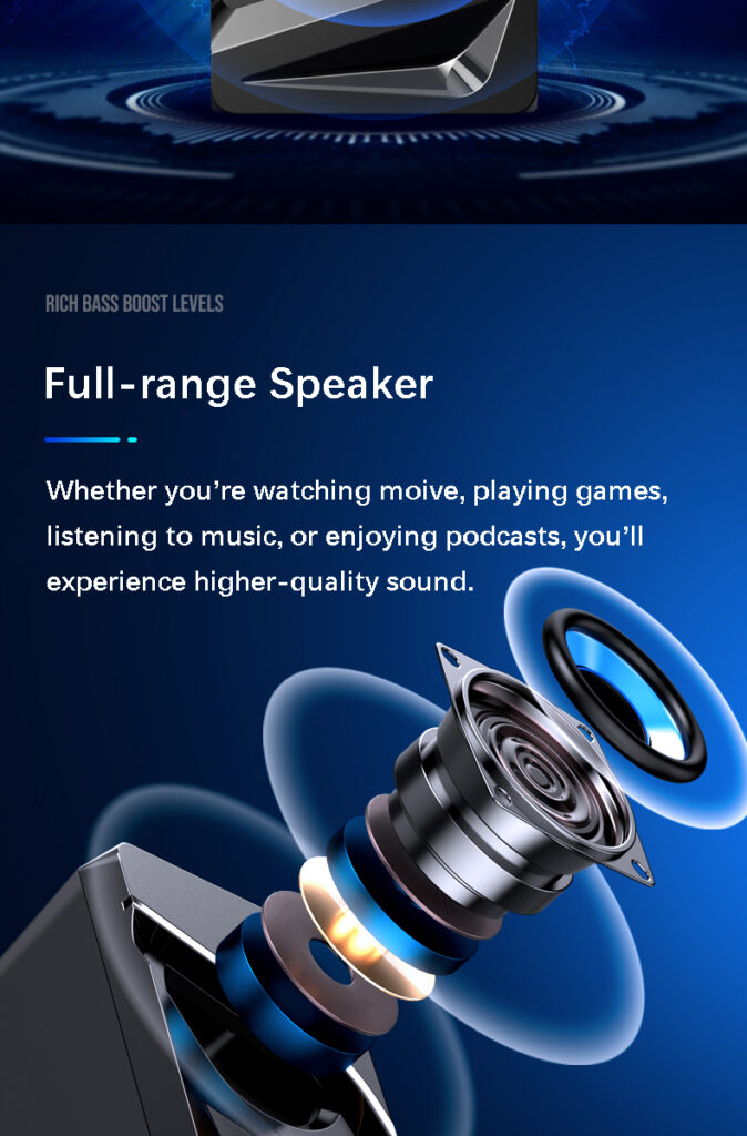 Desktop Computer Sound Bar Speakers with Compact Maneuverable Size Bluetooth Speaker