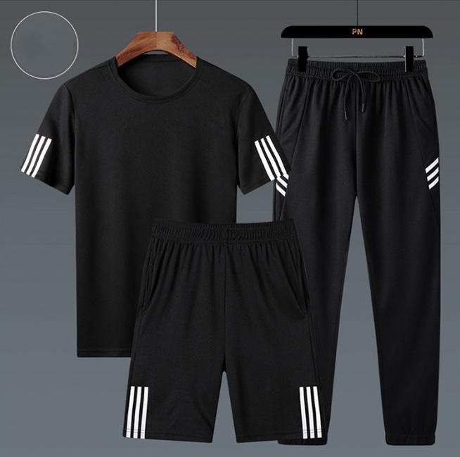 Summer Short-Sleeved T-Shirt Trend Plus Fat Plus Size Fat Casual Loose Three-Piece Summer - Image 3