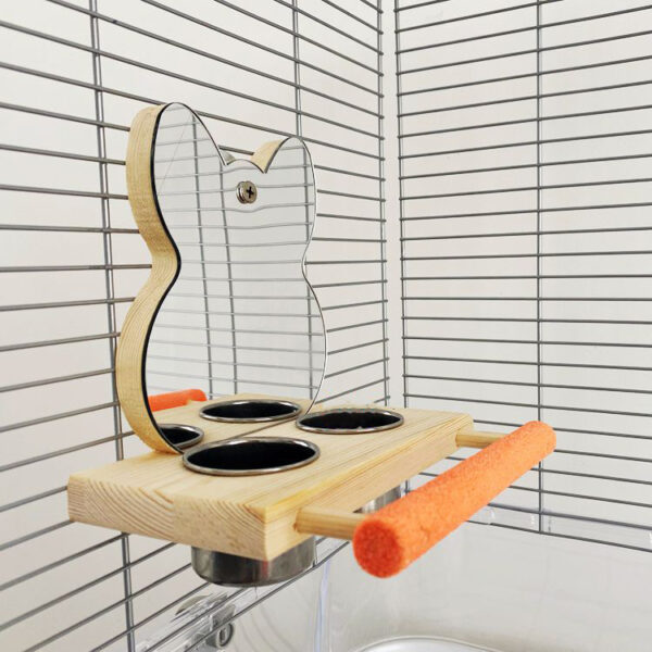 Parrot Puzzle Bird Toy Grinding Claw Stand Stainless Steel Food Cup Mirror - Image 6