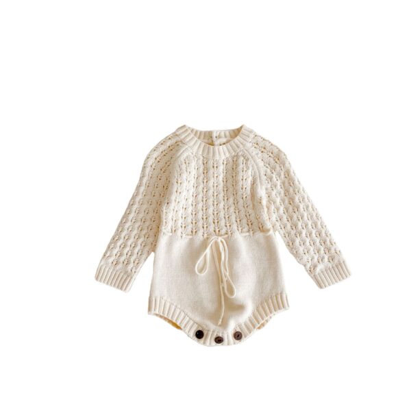 Girl Baby Knitted Hollow Waist Girdle Long Sleeves Harpy Dress Triangle - Image 6