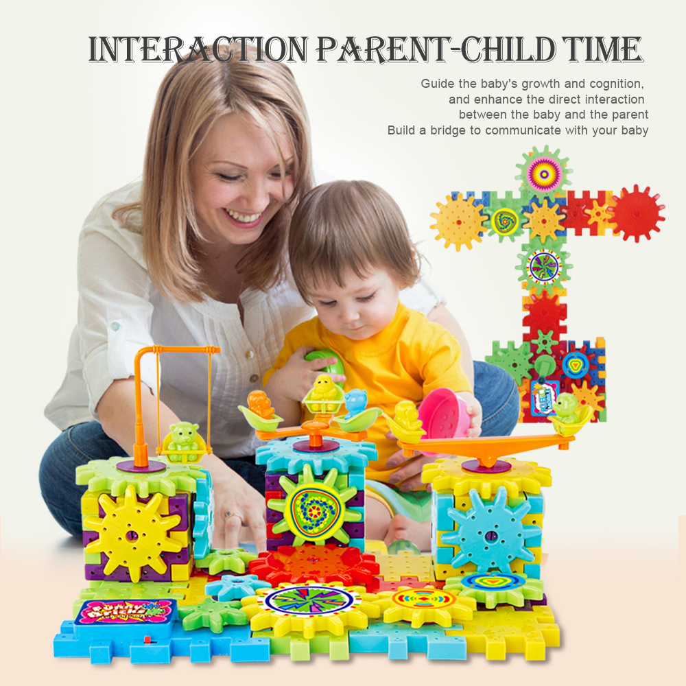 Electric Gears 3D Model Building Kits Plastic Brick Blocks Educational Toys for Kids - Image 1