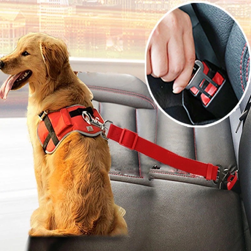 Adjustable Pet Cat Dog Car Seat Belt Pet Seat Vehicle Dog Harness Lead Clip Safety Lever Traction Dog Collars Dogs Accessoires Pets Products - Image 1