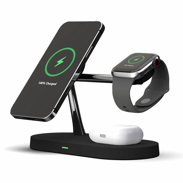 Multifunctional Five-In-One Magnetic Wireless Charging Watch Headset Desktop Mobile Phone Holder Charger 15W Fast Charge - Image 21