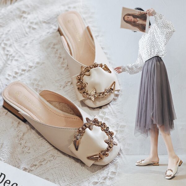 Large Size Women'S Slippers 41 To 43 Outer Wear Feet Fat Feet Wide Summer Baotou Fat Feet Lazy Shoes - Image 7