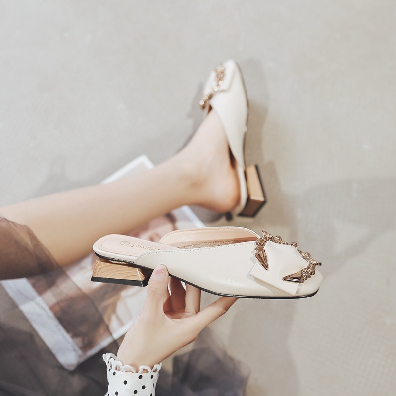 Large Size Women'S Slippers 41 To 43 Outer Wear Feet Fat Feet Wide Summer Baotou Fat Feet Lazy Shoes