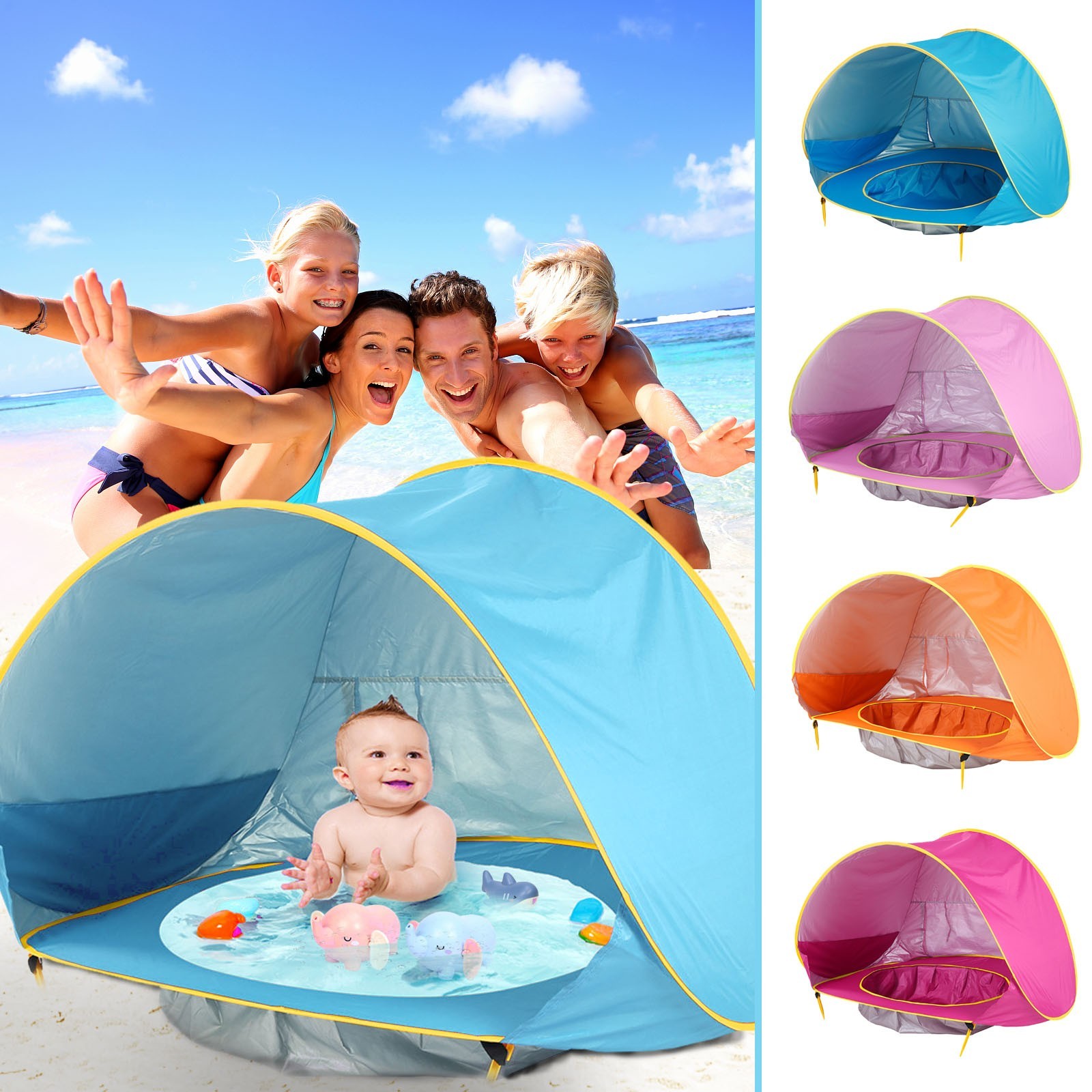 Baby Beach Tent Kids Outdoor Camping Easy Fold Up Waterproof  Up Sun Awning Tent UV-protecting - Image 1