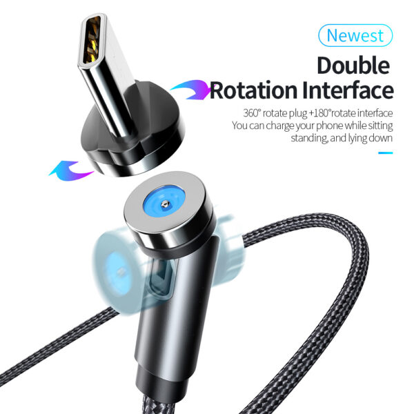 Essager Rotate Magnetic Cable 360 Degree USB Type C Charging Cable Fast Charging Magnet Charger 540 Rotate Micro Magnetic Cable - Image 12