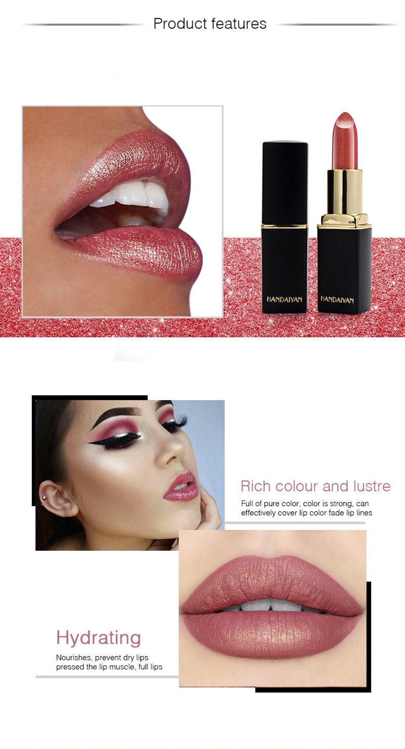 Shiny Metallic Lipstick Pearlescent Color Temperature Change Lipstick Gilt Lipstick - Image 4