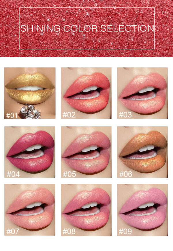 Shiny Metallic Lipstick Pearlescent Color Temperature Change Lipstick Gilt Lipstick - Image 2