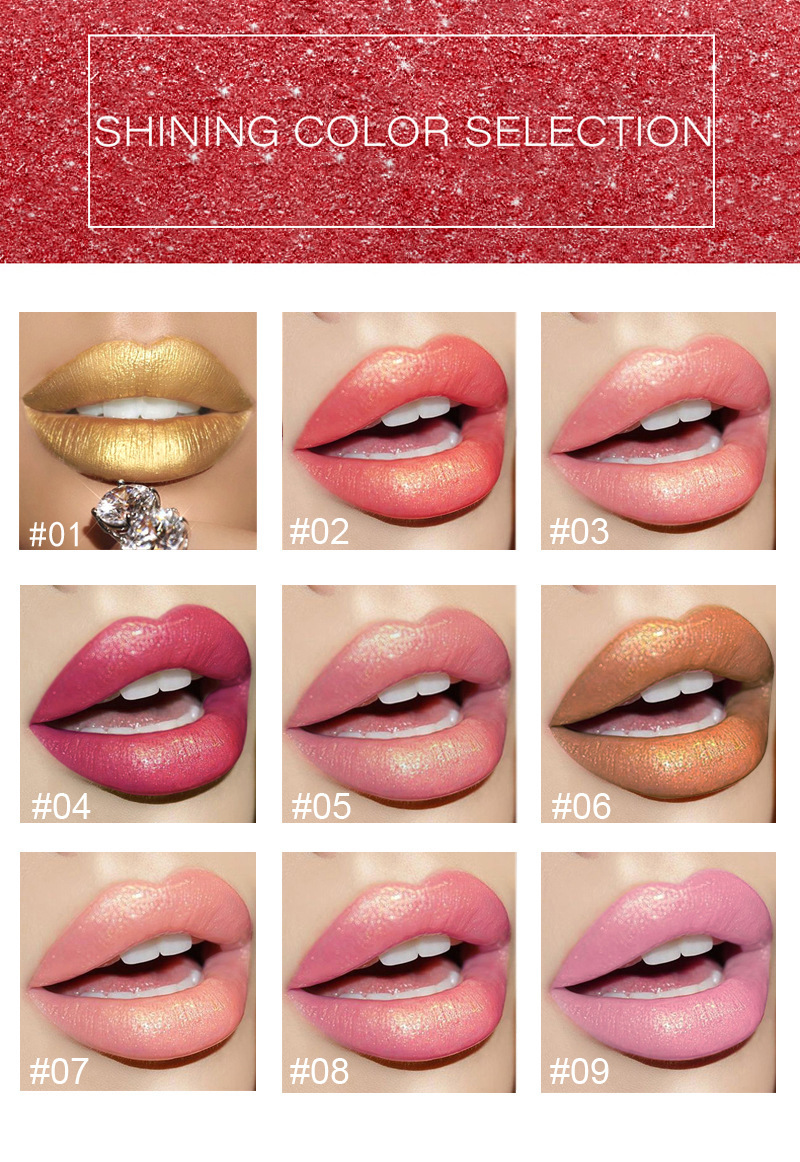 Shiny Metallic Lipstick Pearlescent Color Temperature Change Lipstick Gilt Lipstick - Image 2