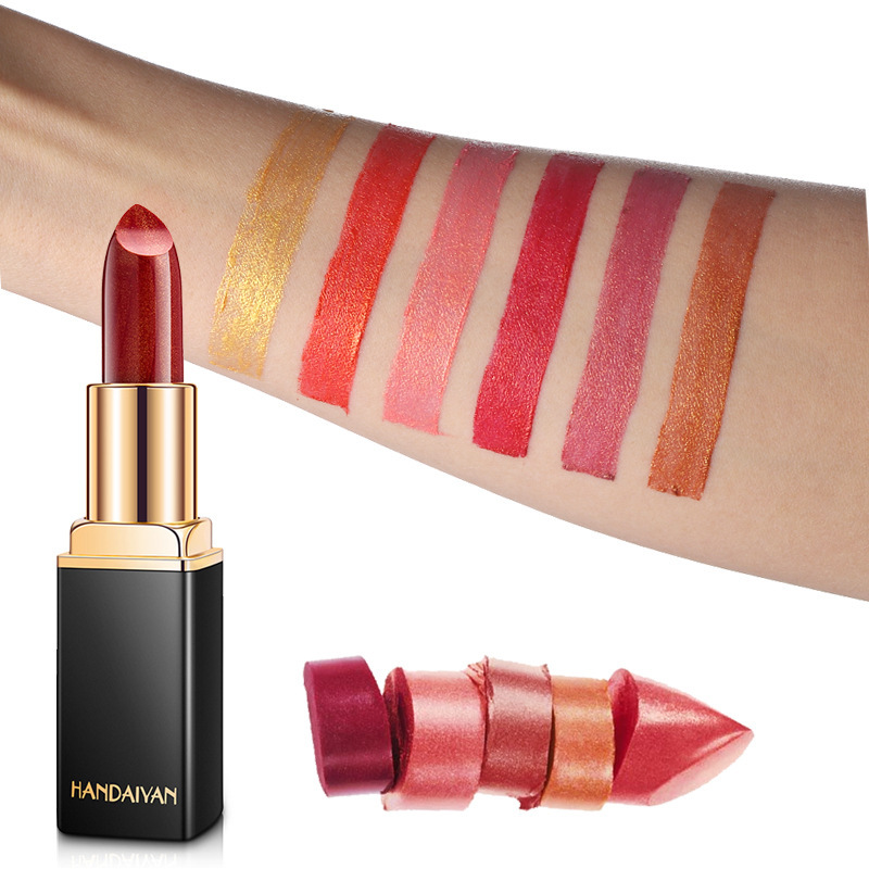 Shiny Metallic Lipstick Pearlescent Color Temperature Change Lipstick Gilt Lipstick - Image 1