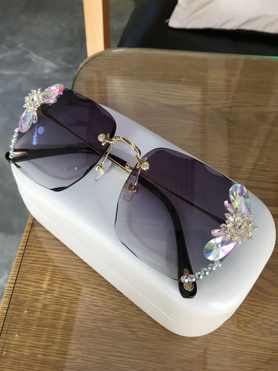 Frameless Trendy Rhinestone Sunglasses, Gradient Luxury Sunglasses Women - Image 5
