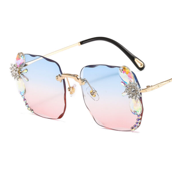 Frameless Trendy Rhinestone Sunglasses, Gradient Luxury Sunglasses Women - Image 2