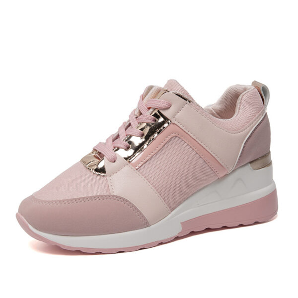 Sneakers Platform Wedge Heel Casual Shoes Lace-up Mesh Sneakers - Image 32