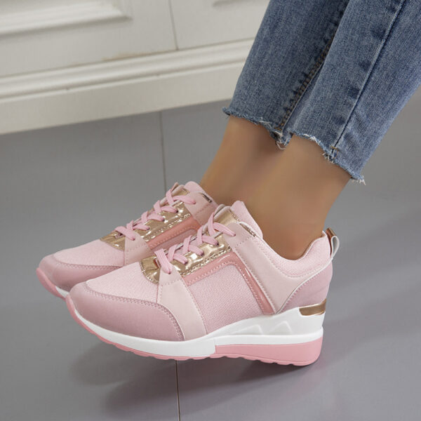 Sneakers Platform Wedge Heel Casual Shoes Lace-up Mesh Sneakers - Image 3