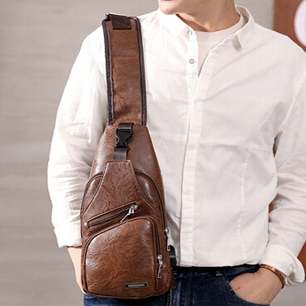 Men USB Charging Bag Men Chest Bag For Custom PU PVC Shoulder Bag Diagonal Package Messenger Travel Bag Cross Body Bags