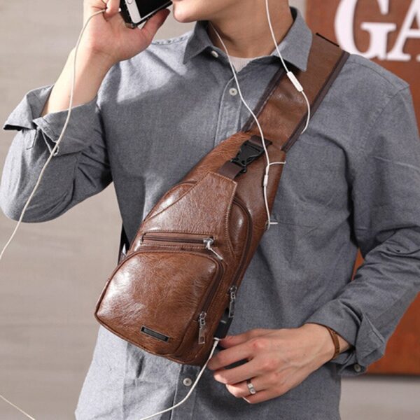 Men USB Charging Bag Men Chest Bag For Custom PU PVC Shoulder Bag Diagonal Package Messenger Travel Bag Cross Body Bags - Image 9