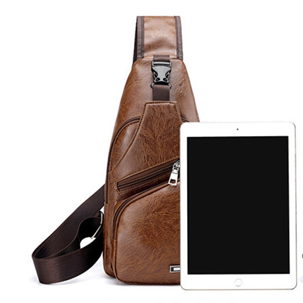 Men USB Charging Bag Men Chest Bag For Custom PU PVC Shoulder Bag Diagonal Package Messenger Travel Bag Cross Body Bags