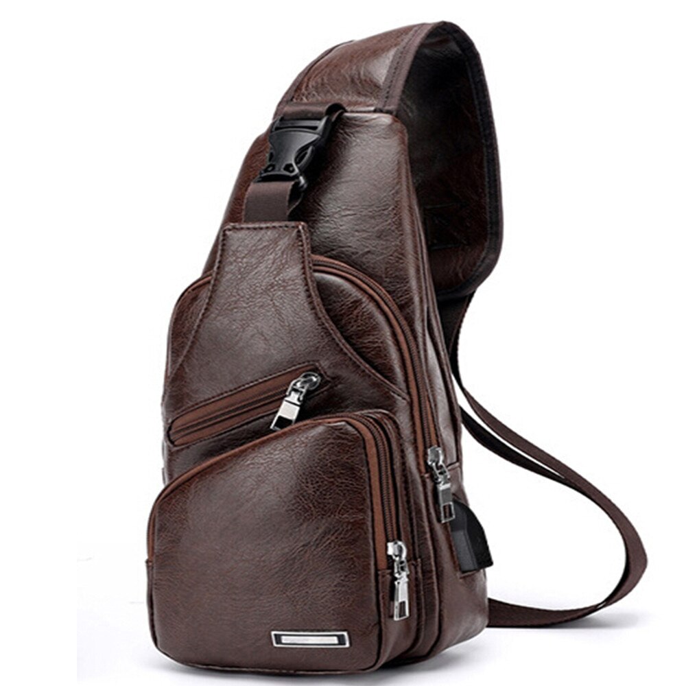 Men USB Charging Bag Men Chest Bag For Custom PU PVC Shoulder Bag Diagonal Package Messenger Travel Bag Cross Body Bags