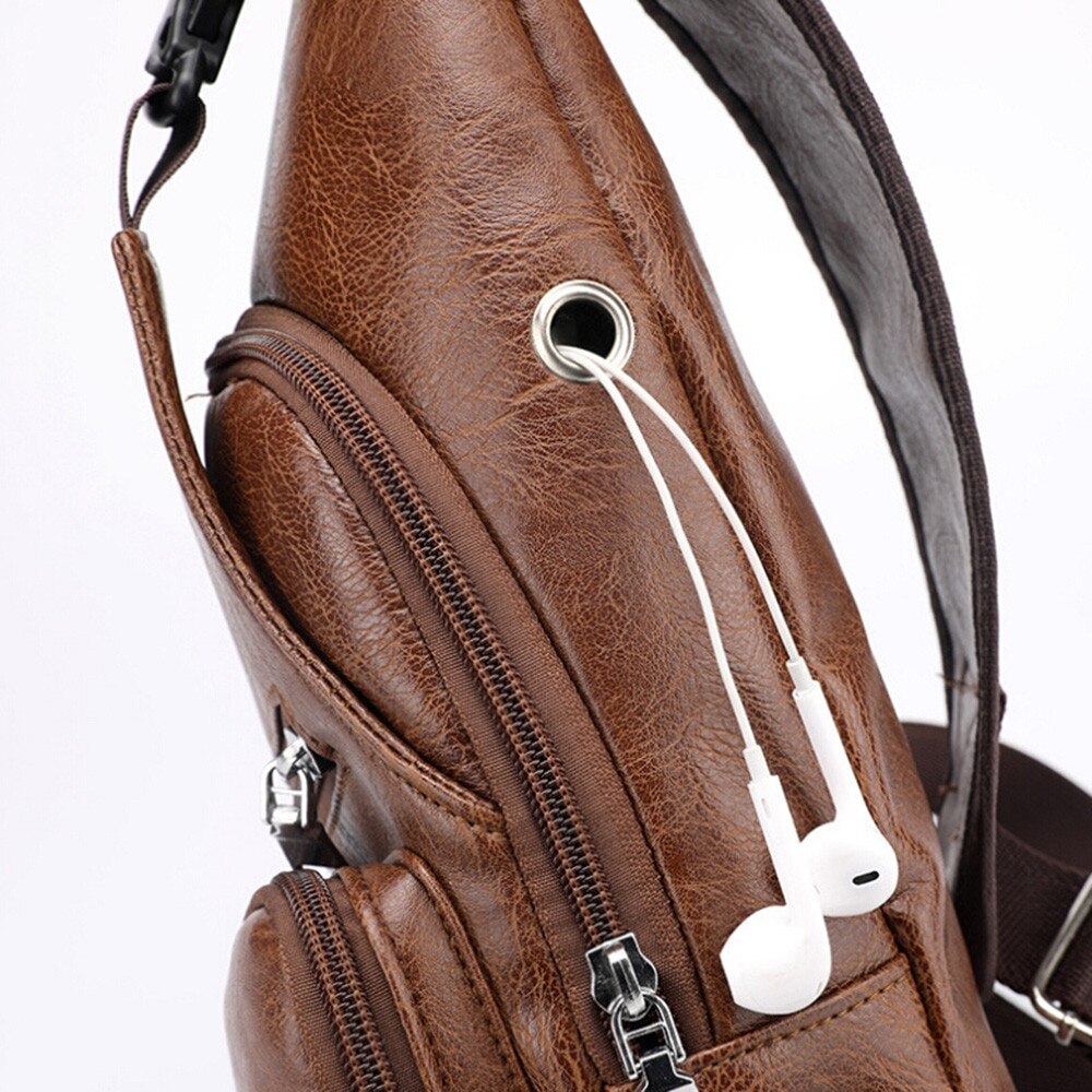 Men USB Charging Bag Men Chest Bag For Custom PU PVC Shoulder Bag Diagonal Package Messenger Travel Bag Cross Body Bags