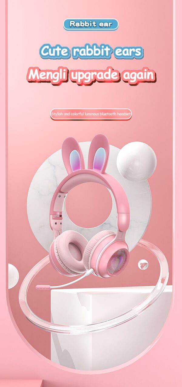 Rabbit Ear Headphones Wireless Luminous Extendable Wheat Headphones - Image 23