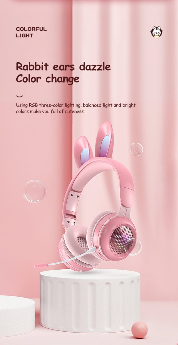 Rabbit Ear Headphones Wireless Luminous Extendable Wheat Headphones - Image 16
