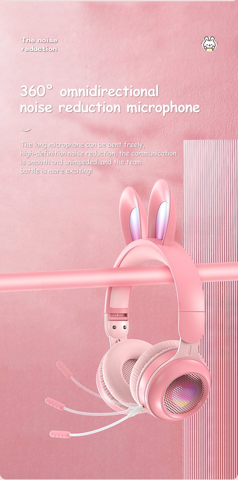 Rabbit Ear Headphones Wireless Luminous Extendable Wheat Headphones - Image 17