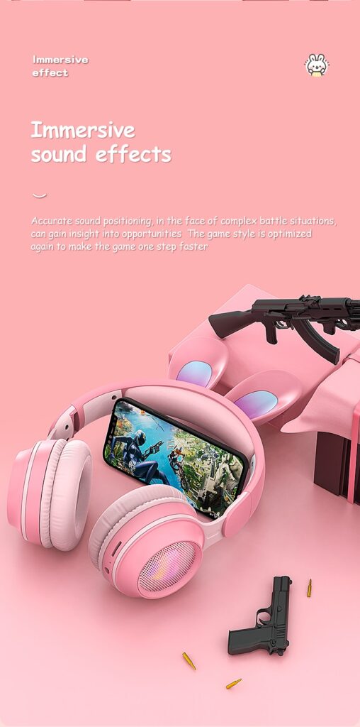 Rabbit Ear Headphones Wireless Luminous Extendable Wheat Headphones