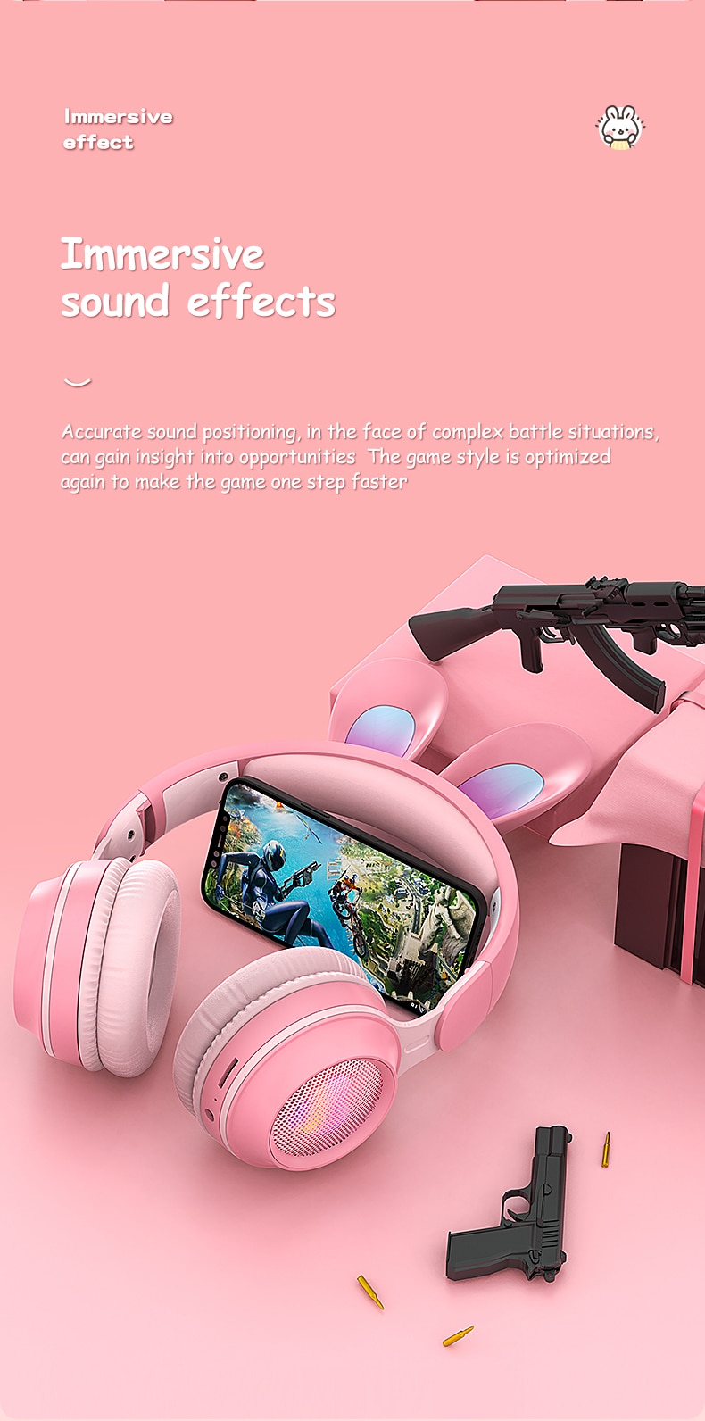 Rabbit Ear Headphones Wireless Luminous Extendable Wheat Headphones - Image 21