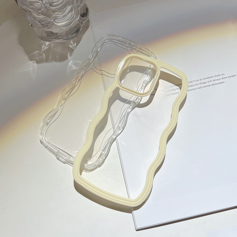 Wave Border Mobile Phone Case Solid Color Simple Candy Color