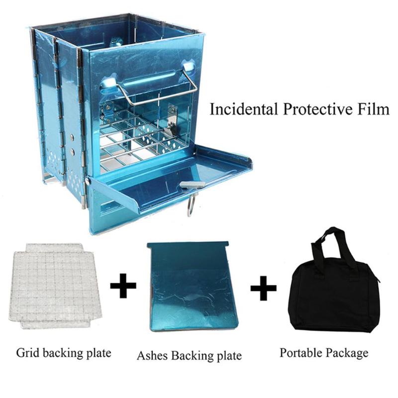 Mini Outdoor Firewood Stove Camping Cooking Picnic Grill Folding Stove Square Wood Steel Travel Charcoal - Image 10