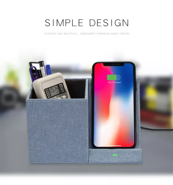 Leather Pen Holder Wireless Charger Wireless Phone Charger And Pen Holder Fast Charging Phone - Image 20