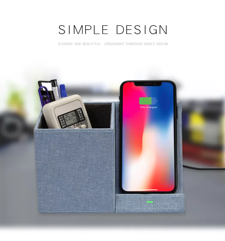 Leather Pen Holder Wireless Charger Wireless Phone Charger And Pen Holder Fast Charging Phone - Image 20