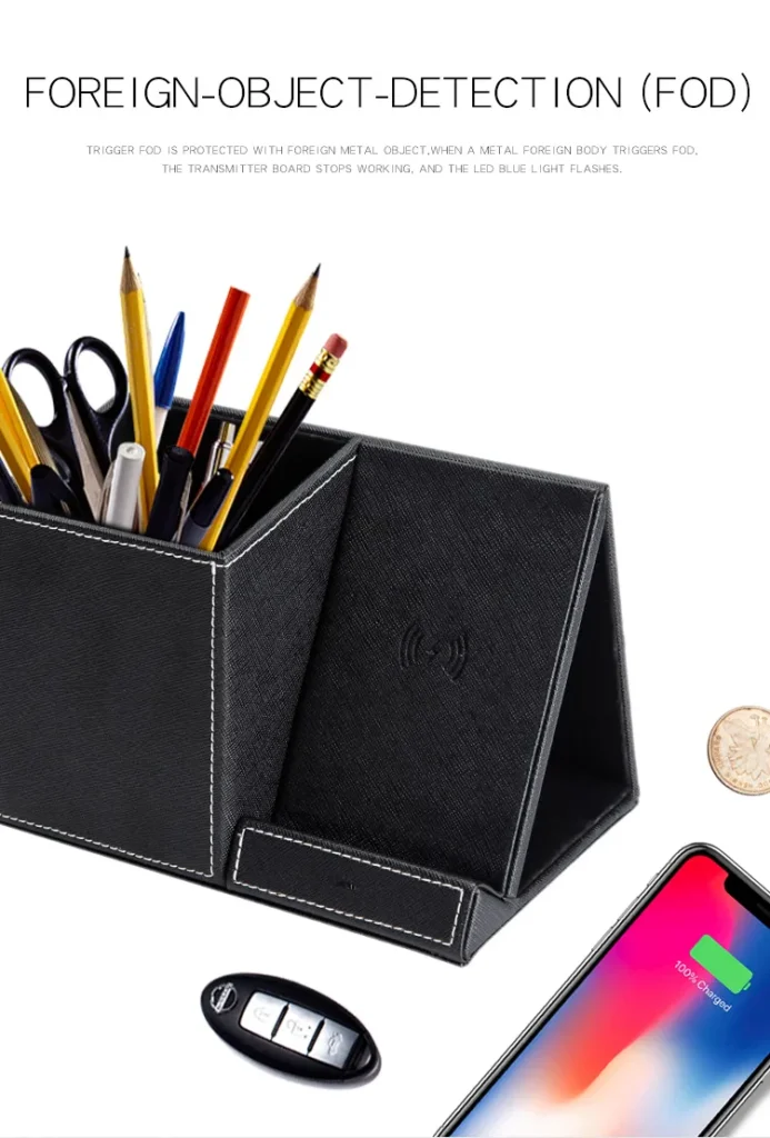 Leather Pen Holder Wireless Charger Wireless Phone Charger And Pen Holder Fast Charging Phone