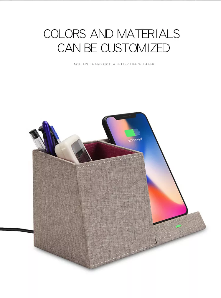 Leather Pen Holder Wireless Charger Wireless Phone Charger And Pen Holder Fast Charging Phone - Image 12