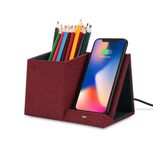 Leather Pen Holder Wireless Charger Wireless Phone Charger And Pen Holder Fast Charging Phone - Image 11