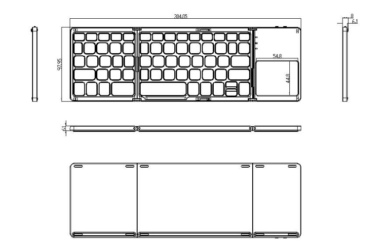 Ultra-thin Tri-fold Folding Touch Keyboard - Image 14