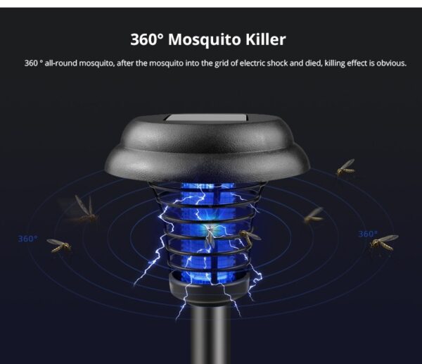 Solar Led Rechargeable Anti-Mosquito Lamp Electronic Fly Bug Zapper Insect Pest  Uv Trap Outdoor Garden Lawn Lamp - Image 12