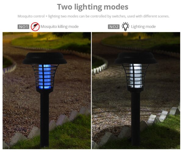 Solar Led Rechargeable Anti-Mosquito Lamp Electronic Fly Bug Zapper Insect Pest  Uv Trap Outdoor Garden Lawn Lamp - Image 10