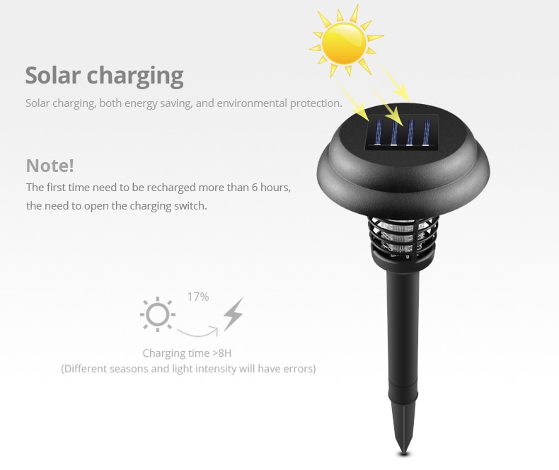 Solar Led Rechargeable Anti-Mosquito Lamp Electronic Fly Bug Zapper Insect Pest  Uv Trap Outdoor Garden Lawn Lamp - Image 9