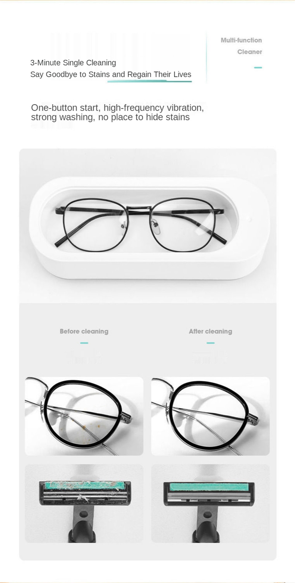 Ultrasonic Cleaning Machine High Frequency Vibration Wash Cleaner Washing Jewelry Glasses Watch Ring Dentures Cleaner - Image 14