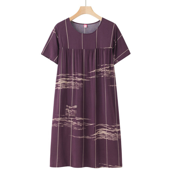 Women's Thin Loose Cotton Silk Short-Sleeve Dress - Image 2