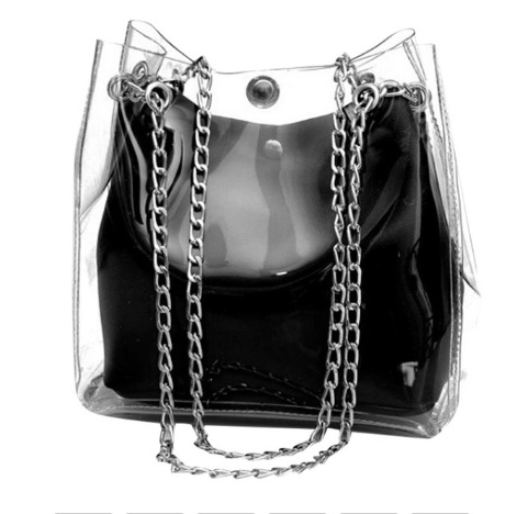 Fashionable transparent bag chain bucket bag female summer new style Korean edition fashionable child mother one shoulder cross body bag - Image 8