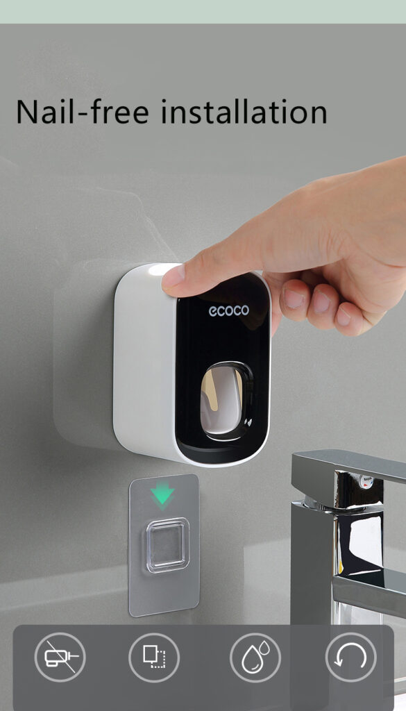 Wall Mounted Automatic Toothpaste Holder Bathroom Accessories Set Dispenser