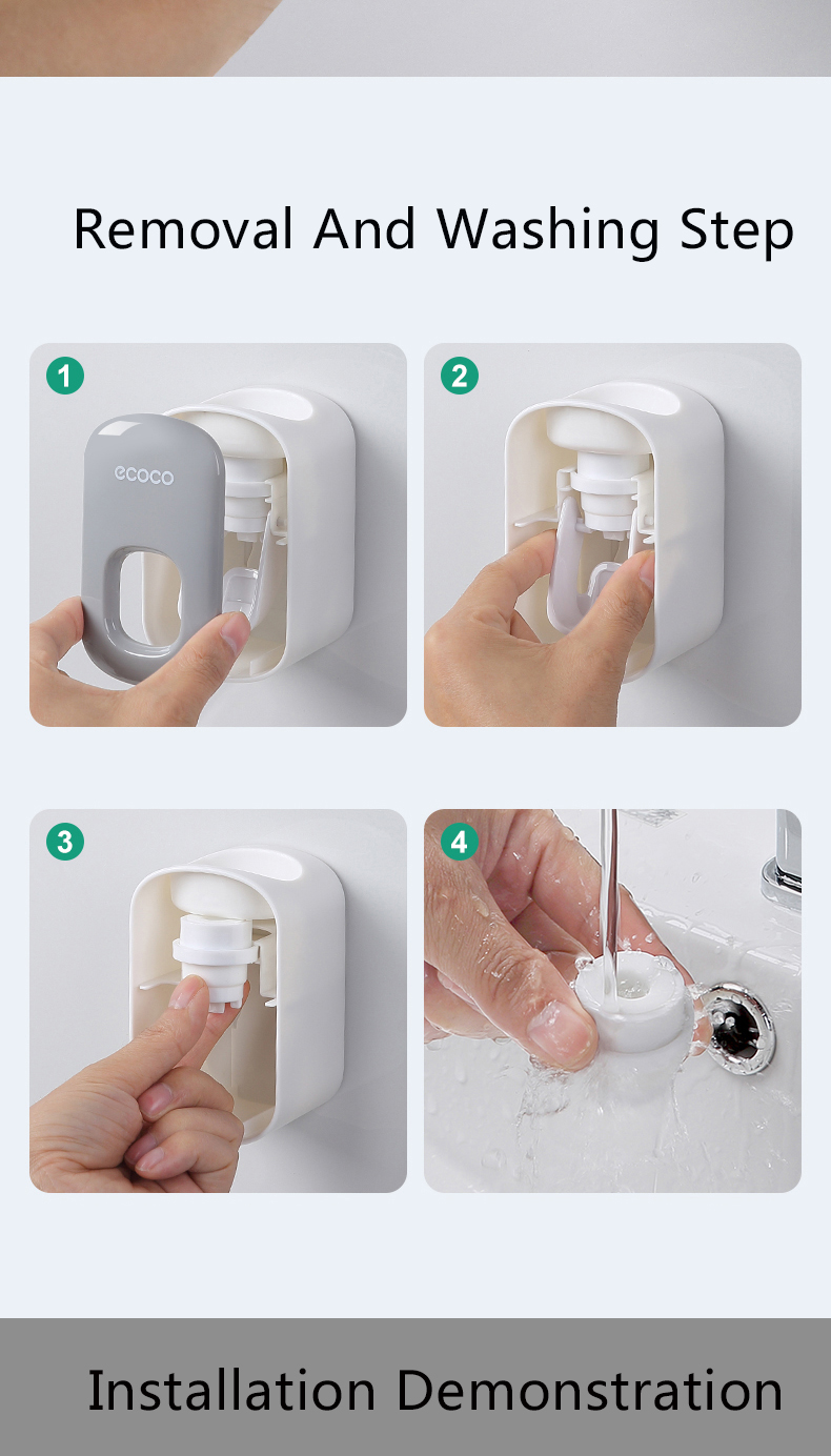 Wall Mounted Automatic Toothpaste Holder Bathroom Accessories Set Dispenser - Image 15