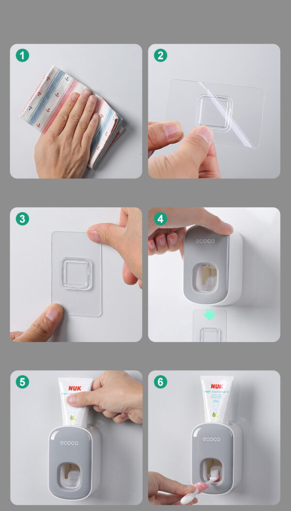 Wall Mounted Automatic Toothpaste Holder Bathroom Accessories Set Dispenser - Image 16