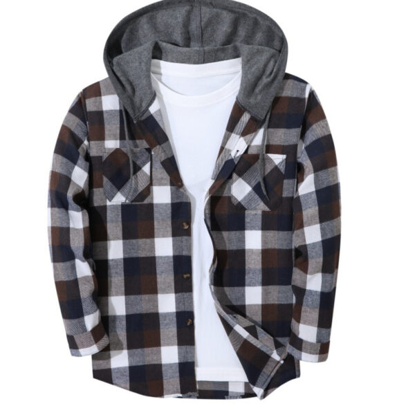 Mens Trendy Plaid Hooded Jacket - Image 91