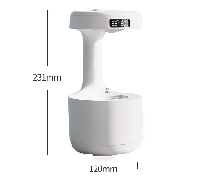 Bedroom Anti-Gravity Humidifier With Clock Water Drop Backflow Aroma Diffuser Large Capacity Office Bedroom Mute Heavy Fog Household Sprayer - Image 17